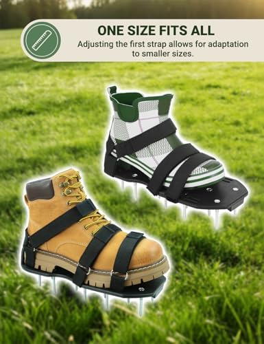 Lawn Aerator Shoes, Soil Aerator Grass Tool with Dual Hook & Loop Straps - Image 2