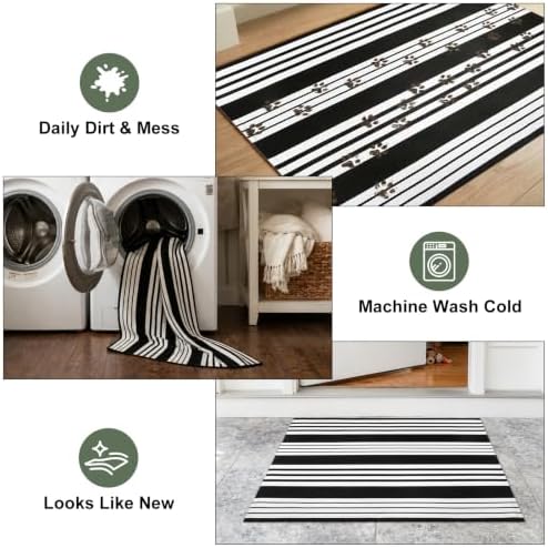 Striped Fall Door Mat 24"x36" Outdoor Rug Cotton Washable Fall Decor - Image 6