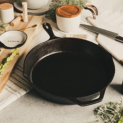 12 Inch Round Large Pre-Seasoned Cast Iron Skillet - Image 5