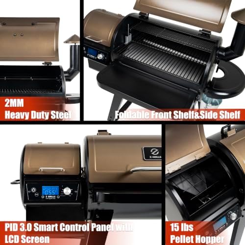Z GRILLS 450A2 Wood Pellet Grill Smoker, PID V3.0, 459 Sq in, Bronze - Image 4