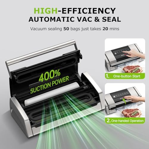 Bonsenkitchen Vacuum Sealer for Food, Easy-Lock Handle with Digital Timer - Image 3