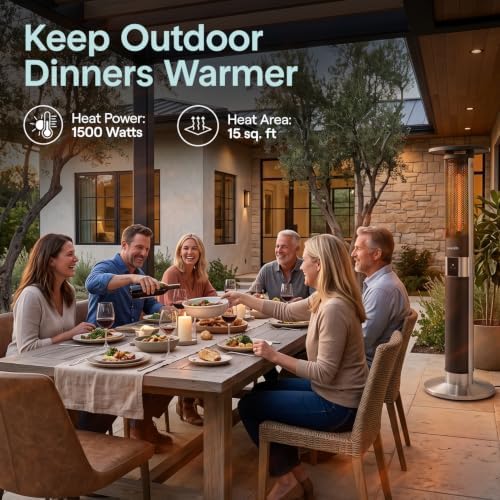 SereneLife Infrared Patio Heater, Electric Patio Heater for Indoor/Outdoor Use, Portable Tower Heater with Remote Control, 1500 W, for Restaurant, Patio, Backyard, Garage, Decks (Black) - Image 6