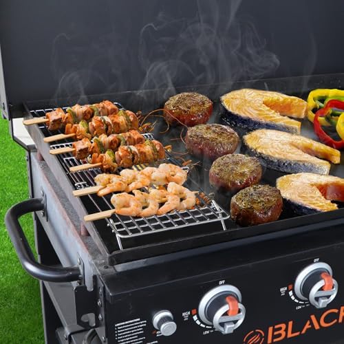 CANDANA Griddle Warming Rack for Blackstone 17 22 28 36 Inch Adjustable Upper Grid Shelf for Weber Pit Boss Nexgrill Charbroil and Most Tabletop Flat Top Grill Parts BBQ Accessories - Pack of 2 - Image 7