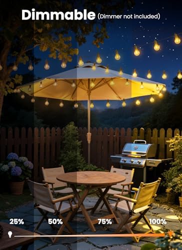 Outdoor String Lights, 200FT 100 LED Bulbs String Lights, IP65 Waterproof Connectable G40 Outside Patio Light for Backyard Porch Balcony Garden Decor Christmas Camping Gazebo - Image 3