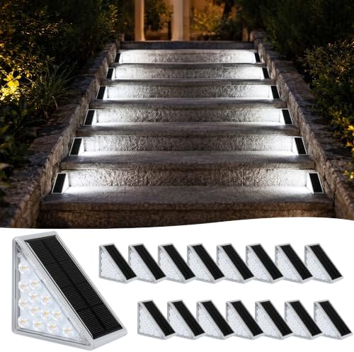 AUDLES Solar Step Lights Outdoor Waterproof IP67, 6000K Cool White by AUDLES