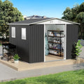 10x8 FT Metal Garden Shed with Sliding Door 4 Windows,Grey by Unknown