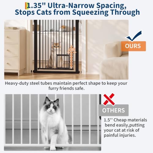 71" Extra Tall Pet Gate for Cats, 30.3-40.9'' Width Adjustable Pet Door - Image 4