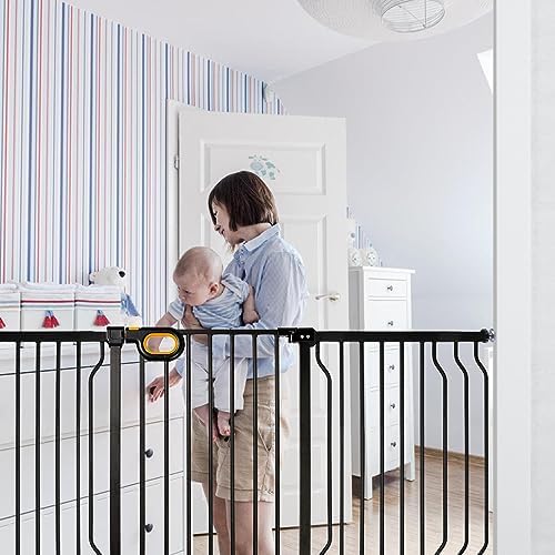 owlie 57 to 66 Inch Extra Wide Baby Gate with Door for Stairs Doorways - Image 2