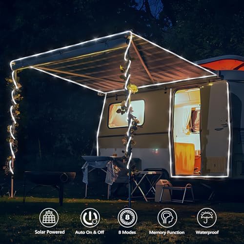 Solar Rope Lights, 33ft 100LED Solar String Lights, 8 Modes, Waterproof - Image 2