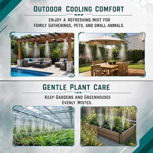 UNCO- Misting System, 59 FT, 20 Brass Mist Nozzles, 3/4" Brass Adapter, Misters for Outside Patio, Misting System for Patio, Garden, Greenhouse, Trampoline, Porch - Image 6