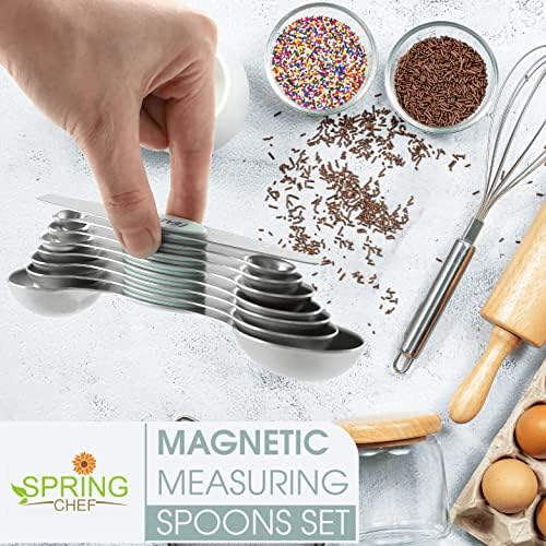 Spring Chef Stainless Steel 8 Magnetic Measuring Spoons Set, 2 Pack, Mint - Image 2