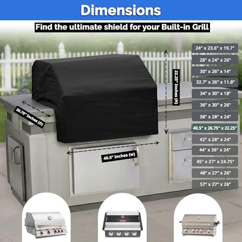 Covers & All Built-in Grill Cover for Outdoor Grill – Heavy Duty 12 oz Waterproof Built-in BBQ Grill Cover, PVC-Coated Polyester with Elastic Hem for Snug Fit (40.5 x 26.75 x 22.25 inches, Black) - Image 6