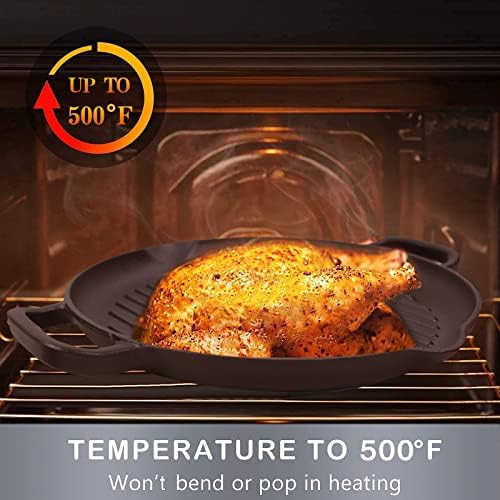 12.6" Cast Iron Grill Pan, Pre-Seasoned Griddle with Dual Handles - Image 4