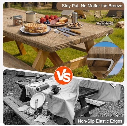 Picnic Table Cover with Bench Covers Camping Tablecloth Set with Pocket - Image 2