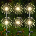 Solar Garden Lights Outdoor, 6 Pack 120 LED Twinkling Firework Lights Decorative with 2 Modes, Outdoor Waterproof Solar Starburst Light for Outside Yard Pathway Garden Decor, Warm White by Yaafen