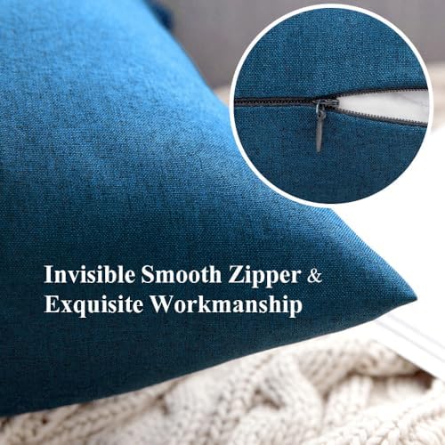 MIULEE Decorative Outdoor Pillow Covers Lumbar Waterproof 12x20 Blue - Image 3