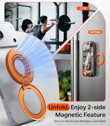 TORRAS 2025 Flagship 360 Magnetic Phone Grip Ring Holder Kickstand, Orange - Image 4