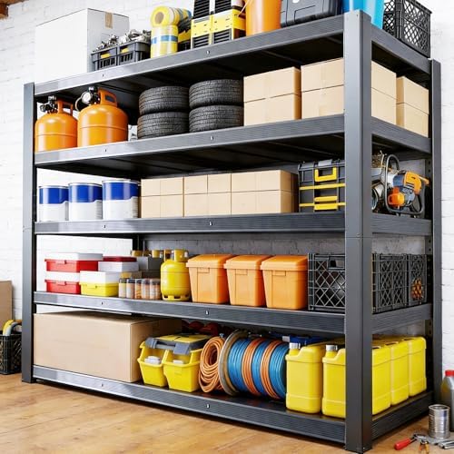 84" H 5-Tier Heavy Duty Storage Shelves, 3000LBS Capacity Adjustable Metal Industrial Garage Shelving Units,Freestanding Storage Rack for Shop and Warehouse, 84" H x 55" W x 24" D by Unknown