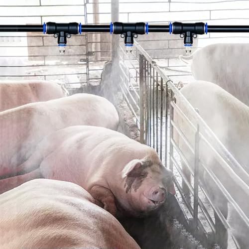 Cattle/Chicken/Pig/Duck Farms Cooling Equipment, Factory & Greenhouse Automatic Misting System for Dust Removal/Humidification, Site Fence Watering System(1575inch/40m/131ft) by Unknown