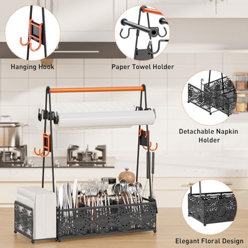 EKNITEY Outdoor Grill Caddy Organizer: BBQ Caddy with 2 Paper Towel Holders - Image 2
