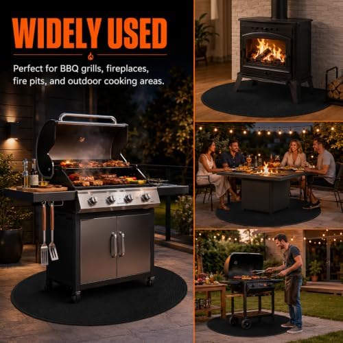 24'' Fire Pit Pad, 4-Layer Fireproof Mat, Deck Protector, Fire Pit Accessories, Burn Barrel, Under Grill Mat, BBQ Mat, Patio Shield, Fire Retardant Base Pad for Outdoors - Image 3