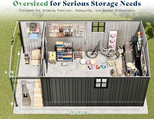 AMERLIFE 10x16.6x7.3 FT Outdoor Storage Shed with Lounge Area & 2 Windows - Image 4