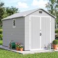 Greesum 6x10FT Plastic Outdoor Storage Shed with Floor, Light Gray by BuynowfromGreesum