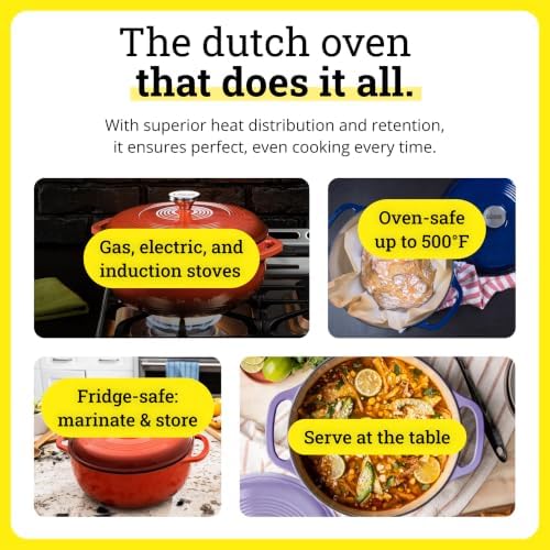 Lodge Essential Enamel Cast Iron Dutch Oven, 7.5 Quart, Storm Blue - Image 4