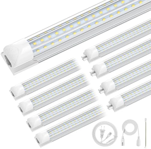 CNSUNWAY 4FT LED Shop Lights, 50W 7500LM D Shape, ETL Listed 8 Pack by CNSUNWAY