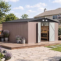 Aoxun 14x12 FT Outdoor Storage Shed with Lockable Double Doors, Brown by Aoxun