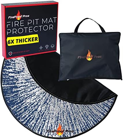 40" Blue Color Design fire mat for Under firepit. Heat Retardant Pattern that insulates Heat and Protects from Falling Embers. Heat Insulation Flame Protection by FireProofPros