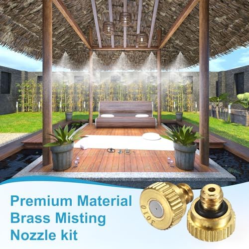 M METERXITY 20-Pack Brass Misting Nozzles, 0.012inch/0.3mm Orifice Heavy Duty 10/24 UNC Screw Thread Misting Nozzle Plug for Outdoor Spray Cooling System/Patio Mist System/Dust Control - Image 5