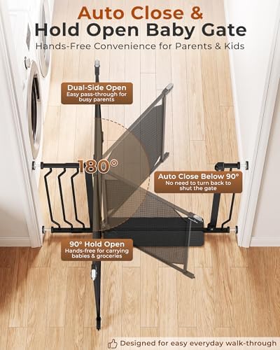 30-49" Baby Gate for Stairs, Auto Close Dog Gate Indoor, Black - Image 5
