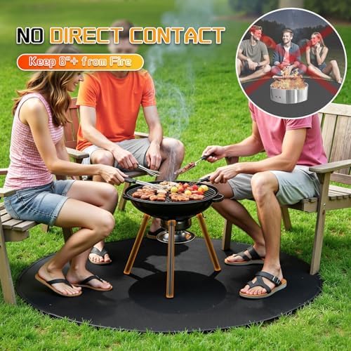 RICHIE 48" Round Fire Pit Mat, Double-Sided Fireproof Under Grill Mat, Large Deck Patio Protector Pad for Solo Stove Bonfire & Grills - Image 7