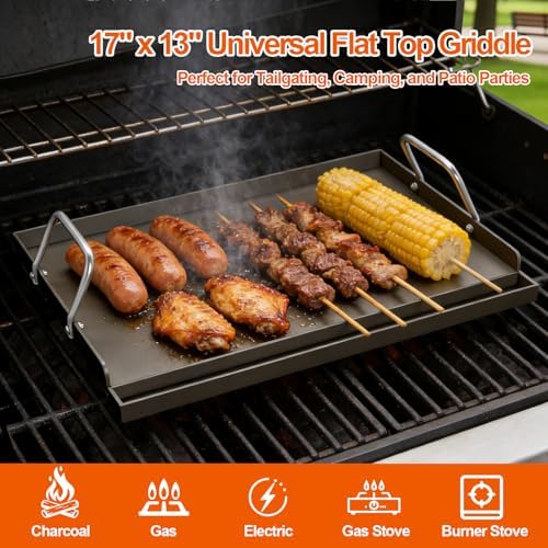 17"x13" Carbon Steel Griddle for Gas Grill, Pre-Seasoned Non-Toxic - Image 3