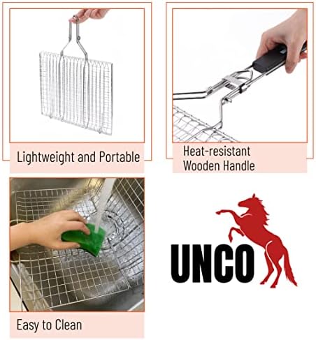 UNCO- BBQ Grill Basket, Folding Stainless Steel Portable BBQ Grill Basket - Image 4