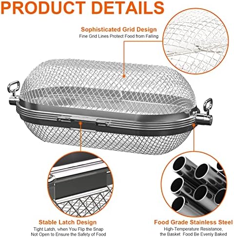 MixRBBQ Rotisserie Basket Grill Accessories, Stainless Steel Rotisserie Baskets for Napoleon 64000 Outdoor Grill, Universal Fits for Kabobs French Fries Veggies Fits - Image 3