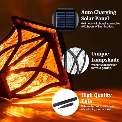 GIGALUMI Solar Lights Outdoor Waterproof, 8 Pack Flickering Flame LED Light - Image 4