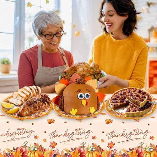 20 Pcs Happy Thanksgiving Party Disposable Paper Plates Fall Themed 9 Inch Round Dinner Plates for Autumn Party Decorations (Pumpkin Maple Leaves) - Image 2