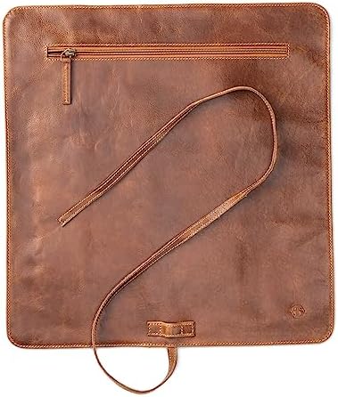 Angus Stoke premium leather Knife Roll Bag - Storage and Protection for Chef Knives, 7 Slots and 1 Zipper Pocket, genuine Buffalo Leather Case Nils (Mahogany) - Image 2