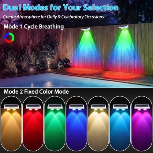 Brightever Solar Fence Lights Outdoor White 12-Pack, Color Changing - Image 4