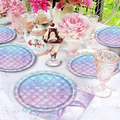 40pcs Mermaid Themed Party Supplies Under the Sea Mermaid Birthday Party Decorations Ocean Party Tableware Set for Girls Baby Shower - Image 5