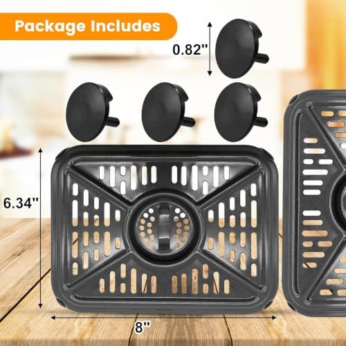 Air Fryer Grill Pan for Ninja Foodi DZ401 DZ550 DZ302 10 QT DualZone Air Fryers, Air Fryer Replacement Parts Rack Crisper Plate Grill Plate Tray Accessories with Rubber Bumpers, Dishwasher Safe - Image 2