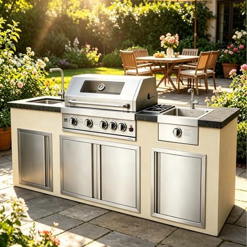 JIE JIN Outdoor Kitchen Door 31" W X 24" H Double Doors BBQ Access Door BBQ Island Door 304 Brushed Stainless Steel Flush Mount Door for Outdoor Kitchen BBQ Island Outdoor Cabinet Doors - Image 6