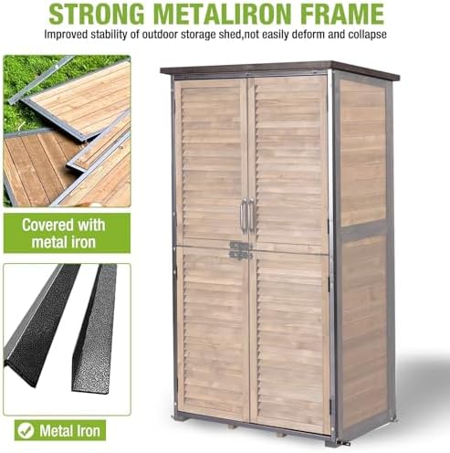 Outdoor Storage Shed Garden Cabinet with Strong Iron Frame Large Garden Shed with Floor,Waterproof - Image 4