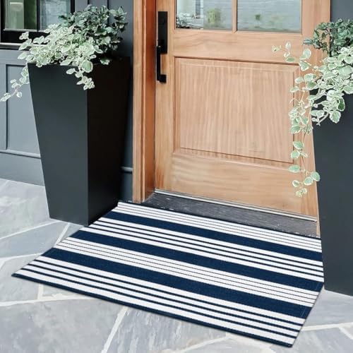 Fall Front Door Mat Outdoor Halloween Welcome Mat 2'x3' Striped Porch Rugs - Image 3