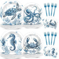 96PCS Summer Ocean Animal Party Paper Plates and Napkins Set for Under the Sea Party Paper Plates Underwater Creature Disposable Decor Sea Parties Set for Kids Birthday Gatherings Decorations by Oitnlaughter