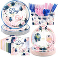 168Pcs Navy Blue and Pink Gender Reveal Party Decorations Serves 24 by Greencian