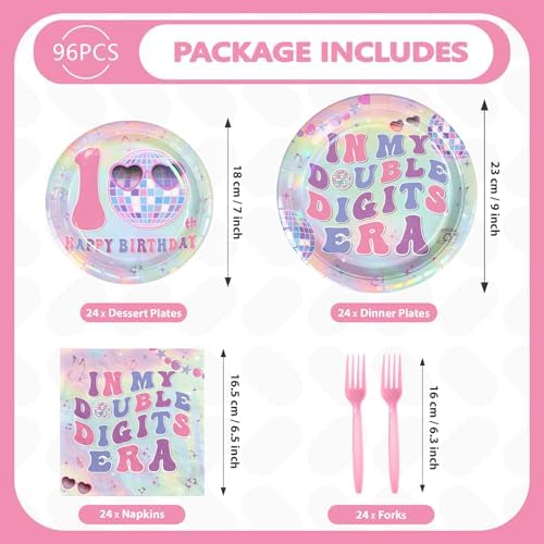 96Pcs 10th Birthday Party Decorations for Girls, Serves 24 - Image 3