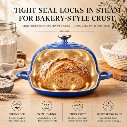 QuliMetal 5QT Enameled Cast Iron Dutch Oven for Sourdough Bread Baking - Image 3